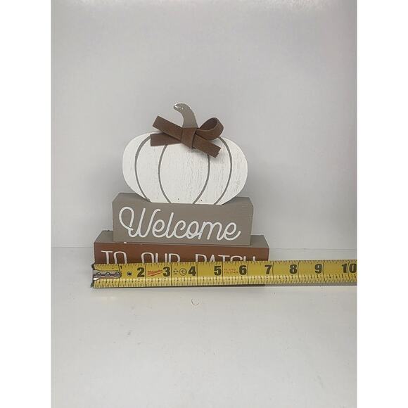 Welcome To Our Patch Wood HARVEST Pumpkins Sign Fall Halloween - Picture 3 of 3